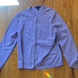 Lands' End Lavender Button-Up Cardigan